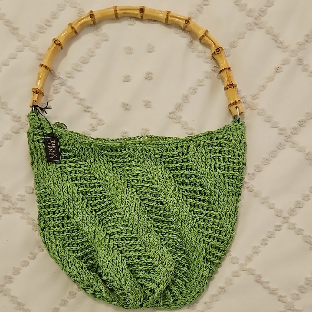 The Sak Green Shoulder Bag with Bamboo Handle